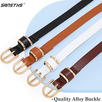 Buy SANSTHS Set Of 4 Womens Thin Belts Skinny Leather Belt With