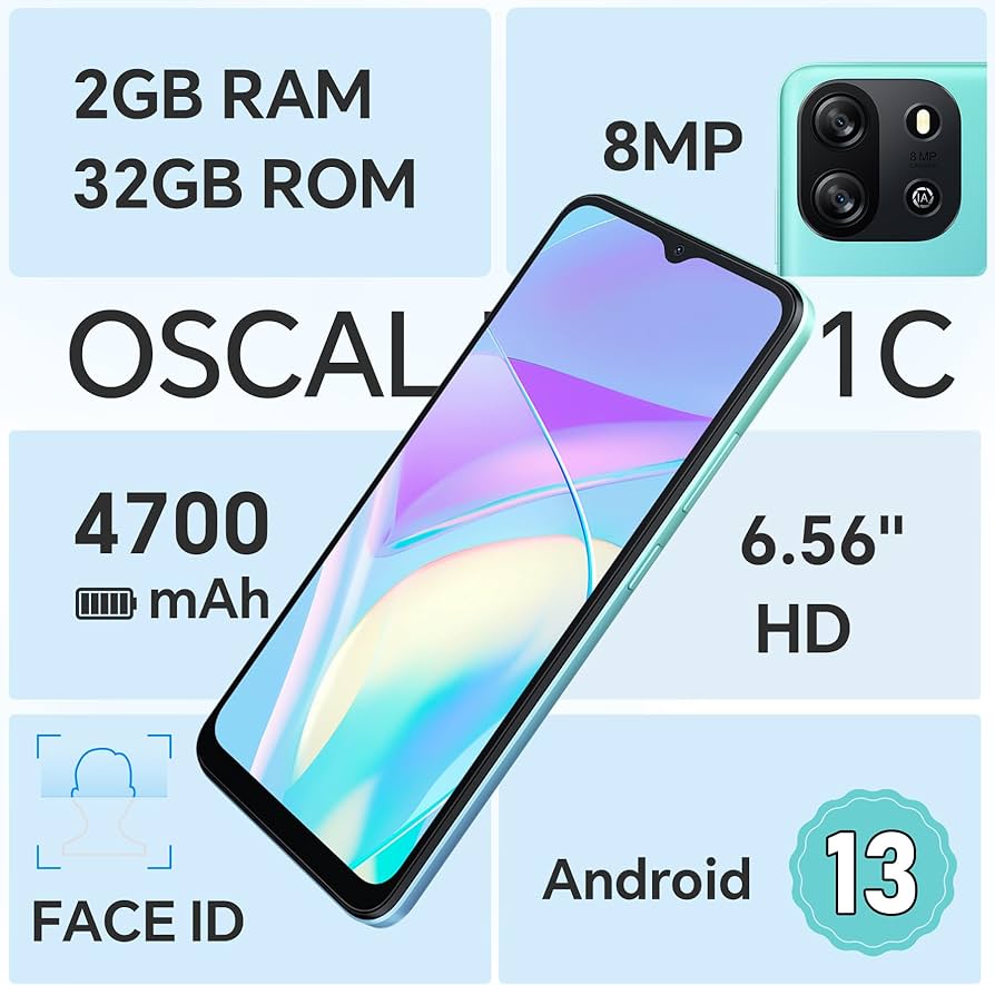 Amazon | 𝘽𝙡𝙖𝙘𝙠𝙫𝙞𝙚𝙬 OSCAL Flat1C スマホ 4GB RAM 32GB ROM