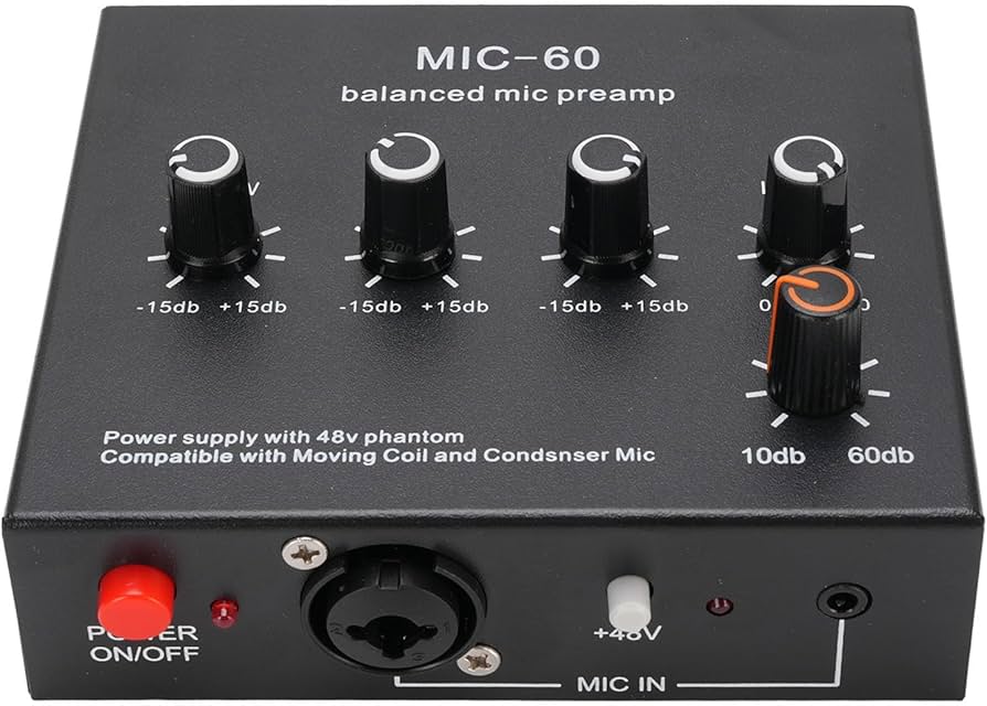 Amazon | マイクプリアンプマイクブースター、3つの入力を備えたホーム