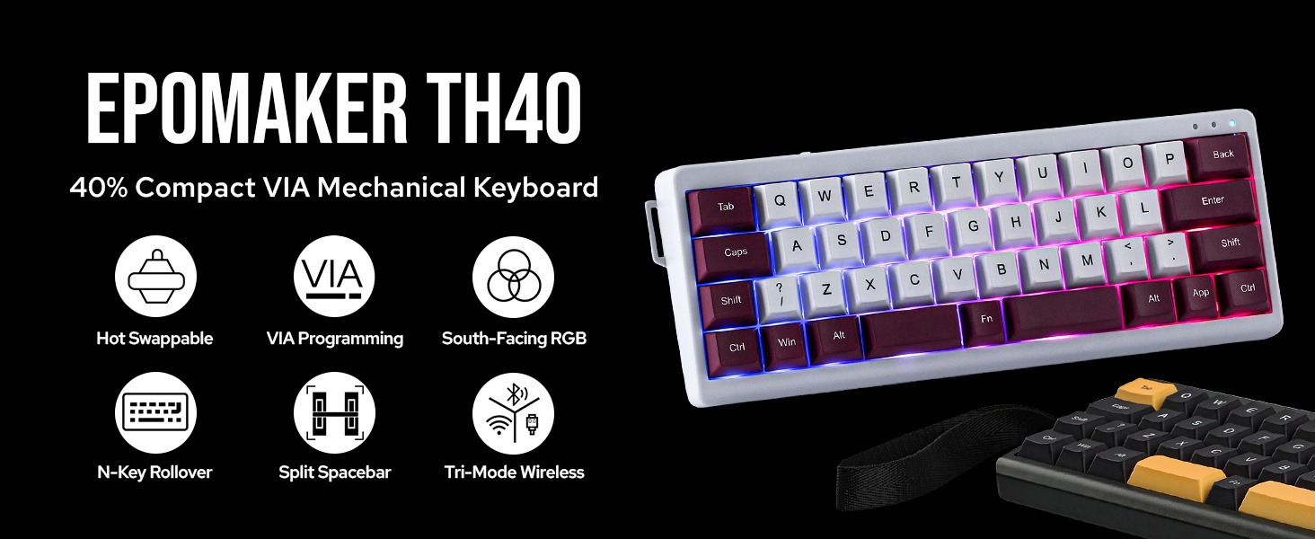 Amazon | EPOMAKER TH40 40%レイアウト VIAメカニカルキーボード