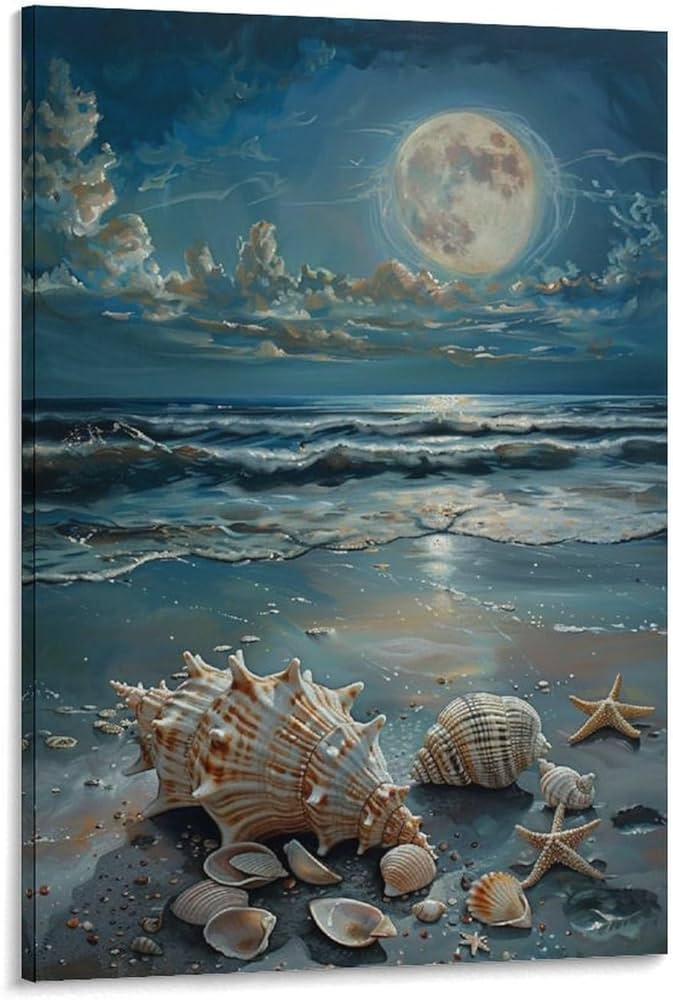 Amazon.co.jp: 絵画 ビーチの美しい貝殻インテリア 絵画 美しい熱帯の