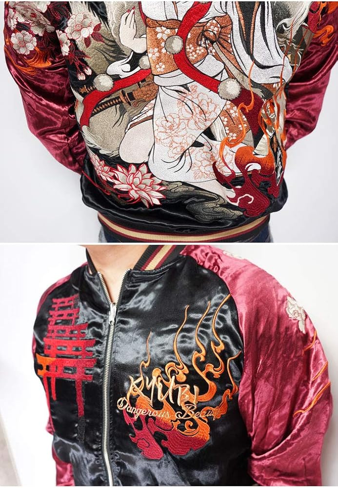 Amazon | [抜刀娘] ﾊﾞｯﾄｳﾑｽﾒ 絡繰魂 和柄 スカジャン メンズ