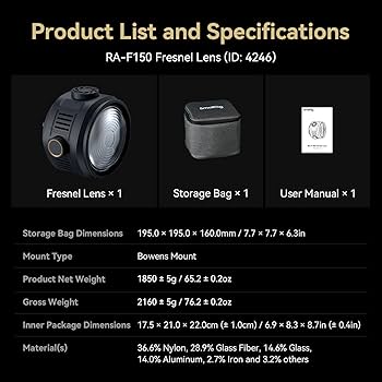 Amazon.com : SmallRig RA-F150 Fresnel Lens with Bowens Mount, One