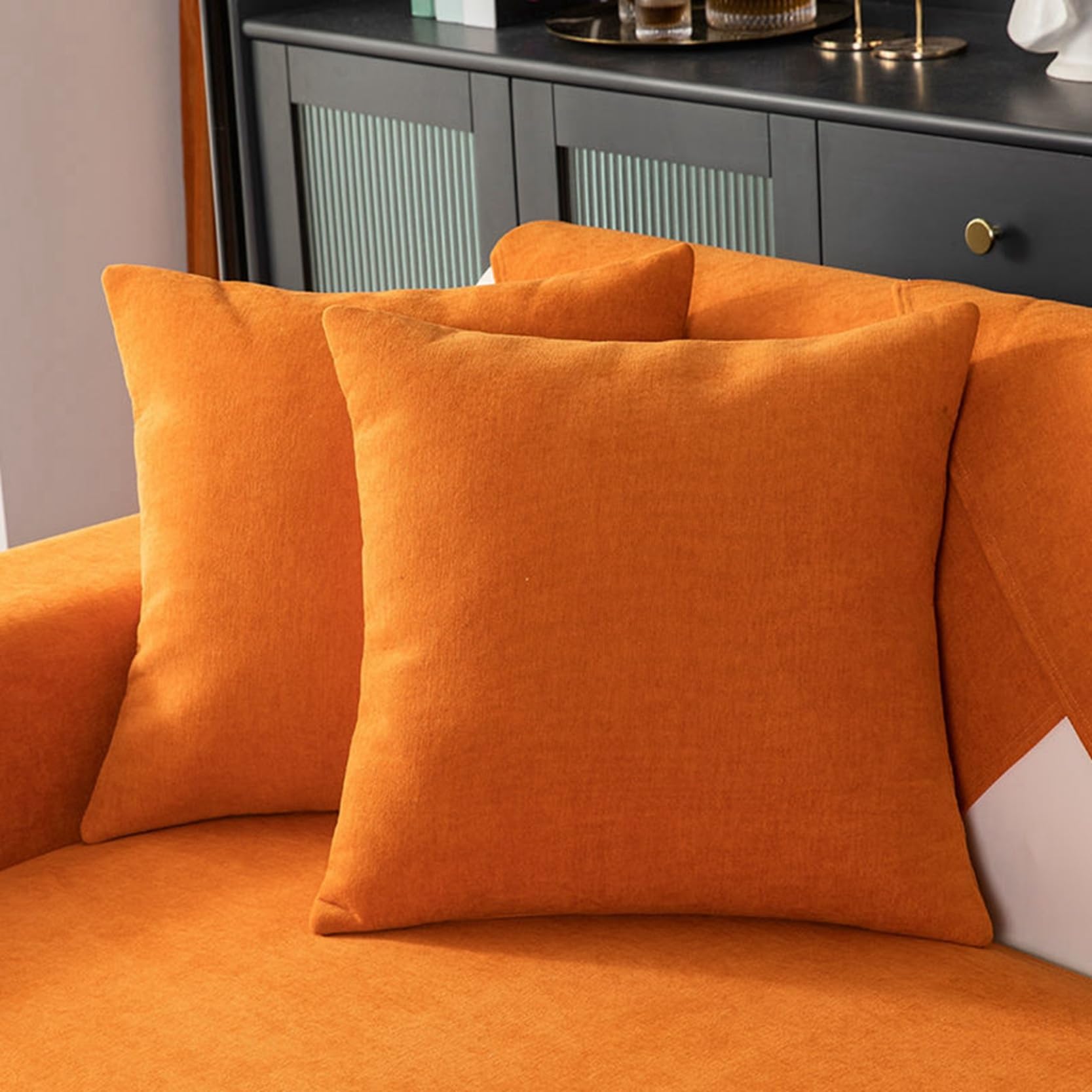 Amazon.co.jp: クッションカバー 北欧 オレンジ色2 ポリエステル