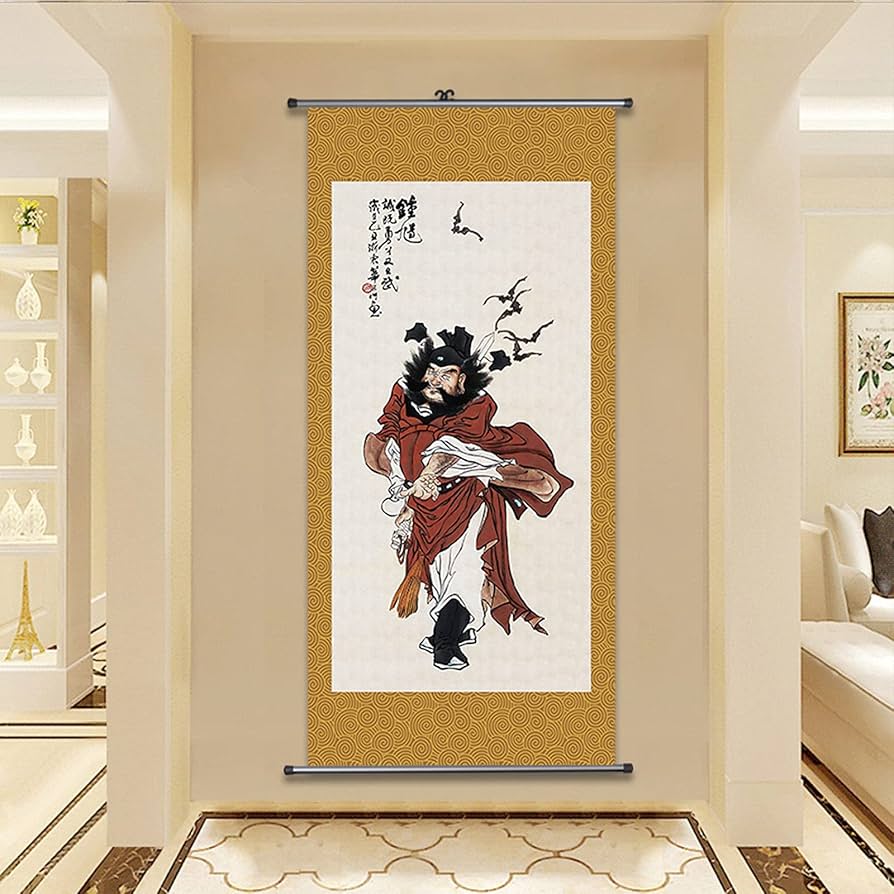 Amazon.co.jp: 端午の節句画掛軸-鍾馗/鍾馗様 天師鍾馗 人物画 床の間