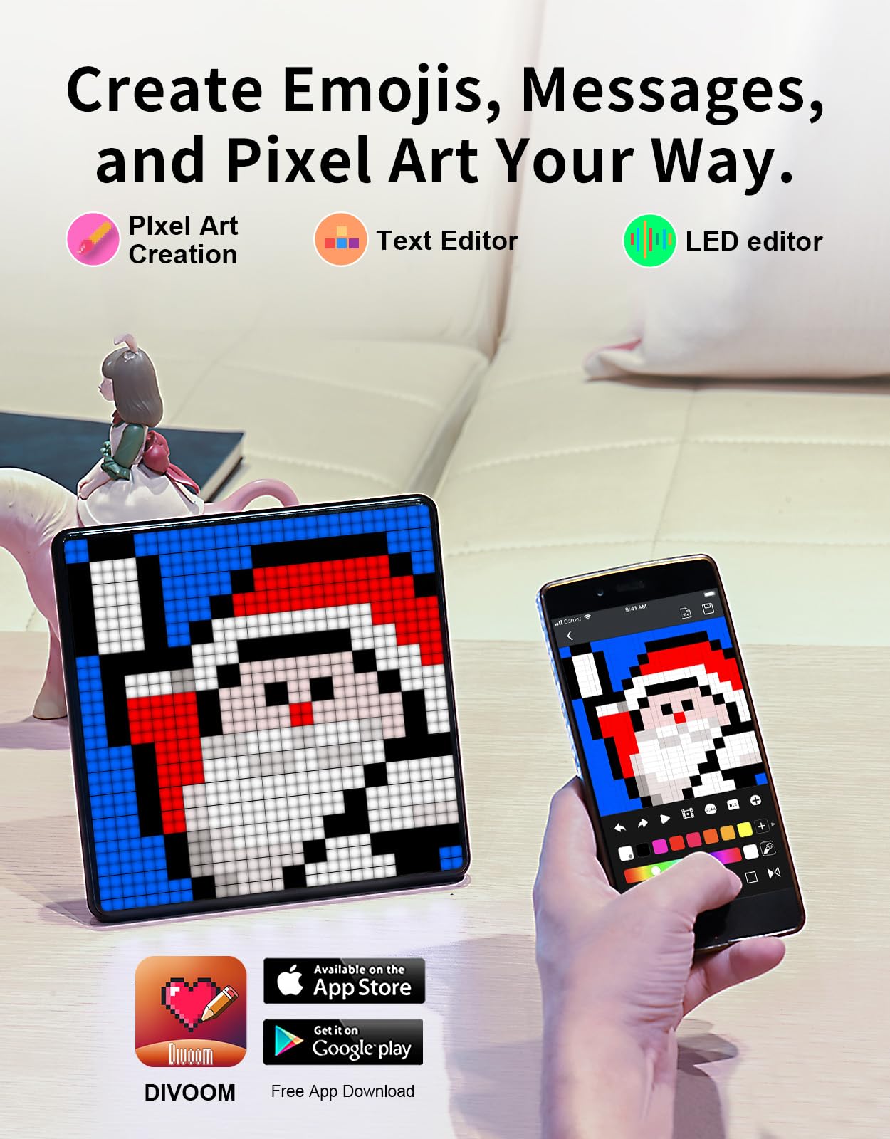 Amazon.co.jp: Divoom Pixoo-Max ピクセルディスプレイ アプリ 携帯