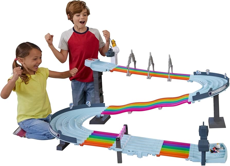 Hot Wheels Mario Kart GXX41 Car Racing Track in Rainbow Colours