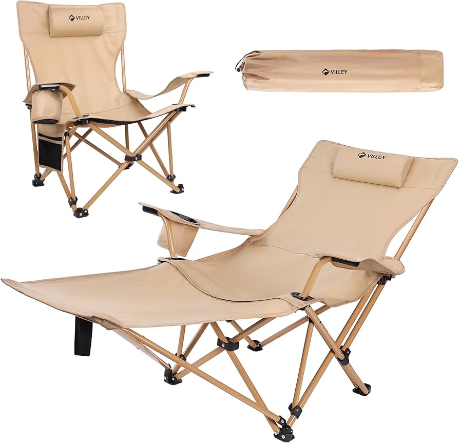 Amazon.co.jp: VILLEY アウトドアチェア リクライニングチェア
