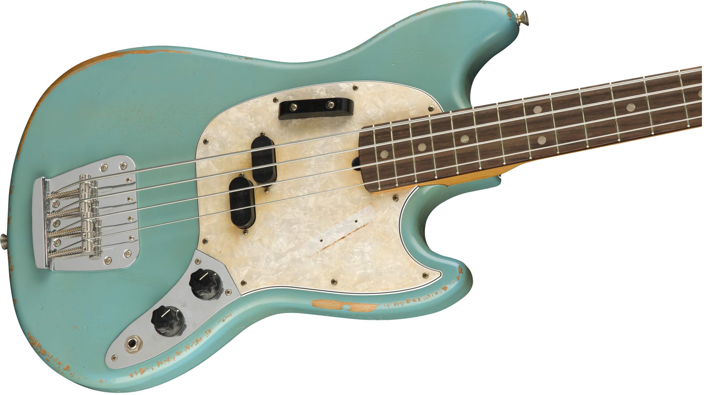 Amazon.com: Fender JMJ Road Worn Mustang Bass, Faded Daphne Blue