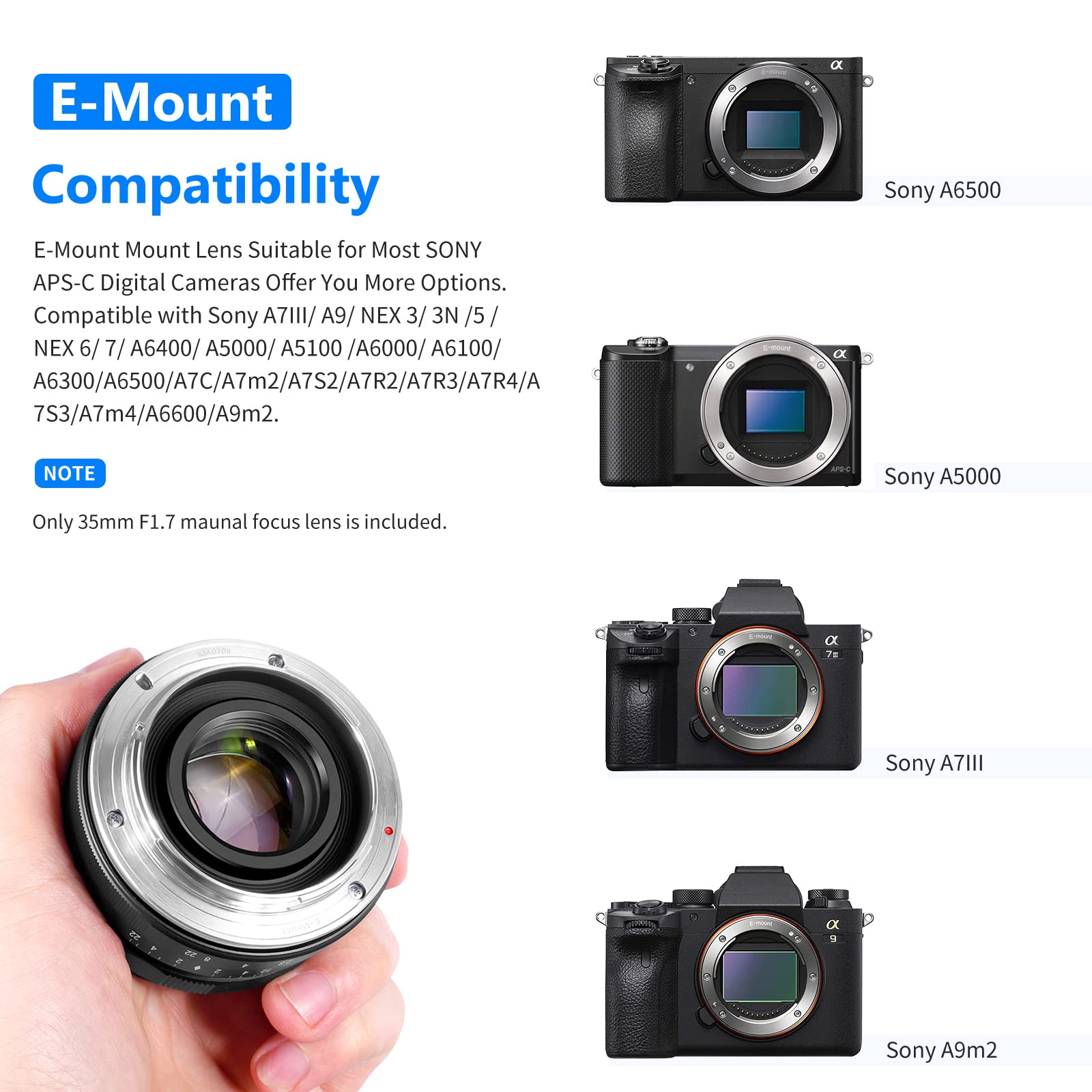 Amazon | NEEWER NW-E-35-1.7 35mm F/1.7手動フォーカスプライム固定