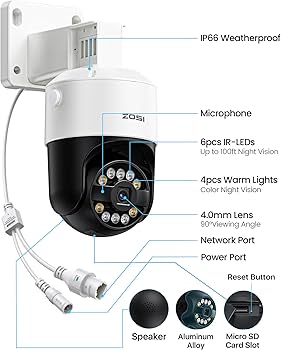 Amazon.com: ZOSI 2Pack C296 4K 8MP PoE IP Pan/Tilt Add-on Security