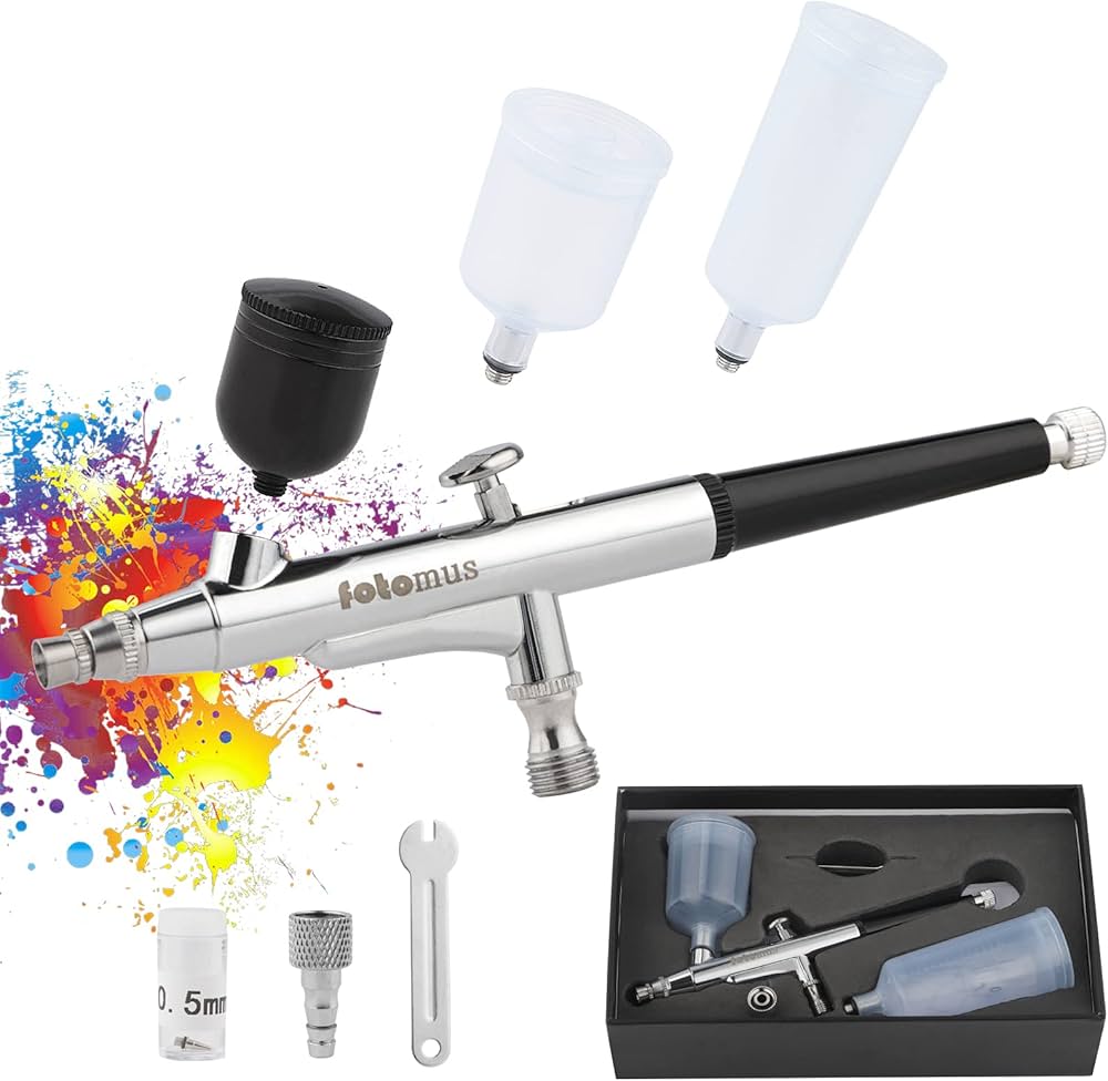 Amazon.co.jp: 【3種塗料カップ】エアブラシ 0.5mm大口径 ダブル