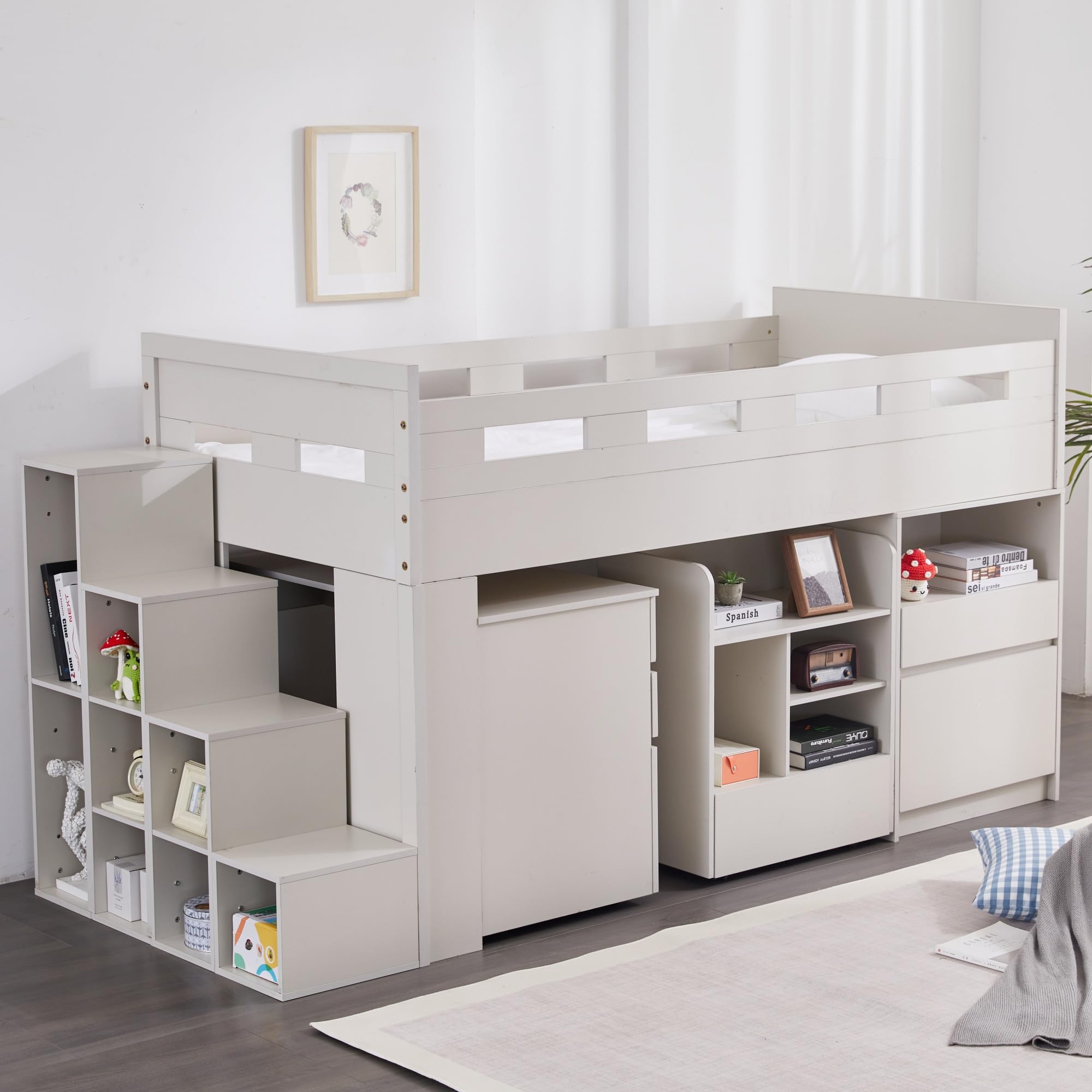 Amazon｜Kayapy システムベッド ロフトベッド 階段付き S 木製