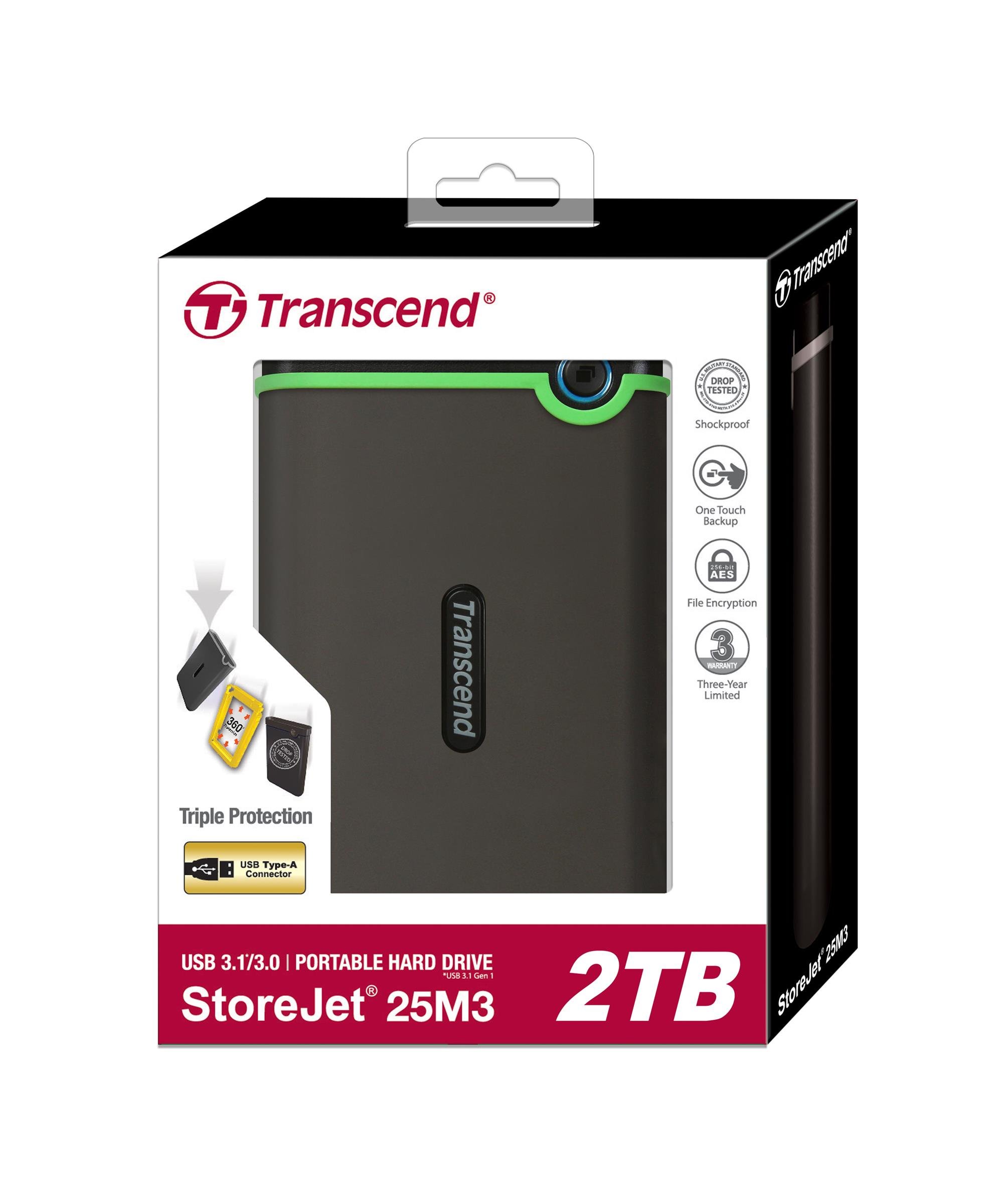 Amazon.com: Transcend 2 TB StoreJet M3 Military Drop Tested USB