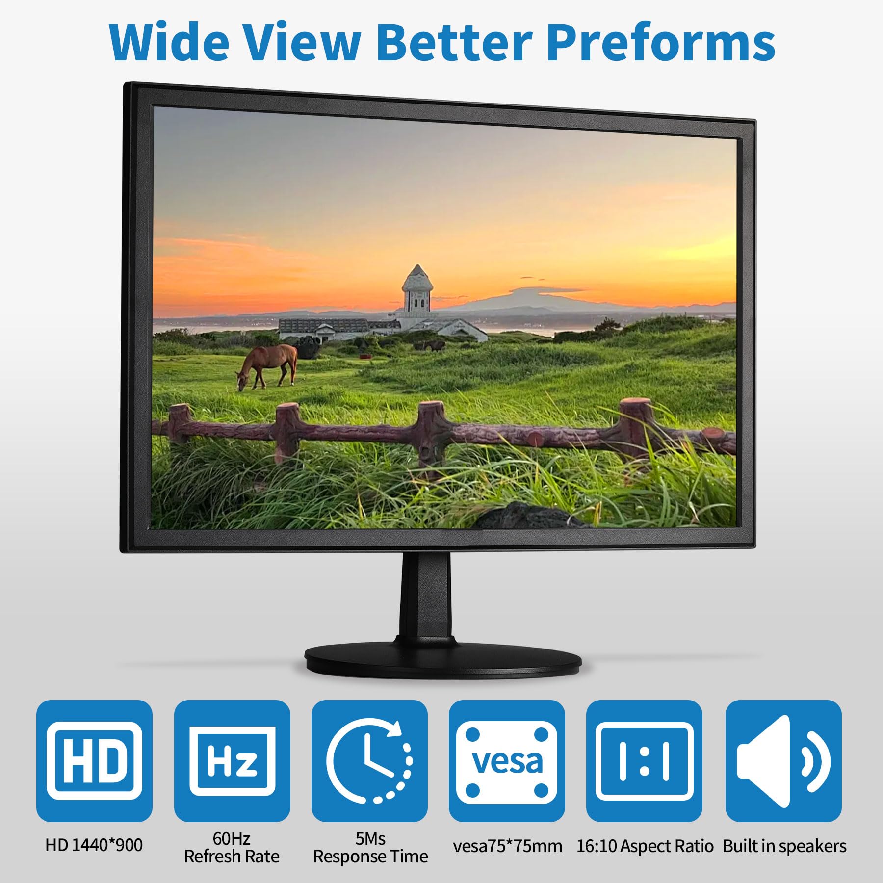 Amazon.co.jp: PC モニター 19インチ スピーカー内蔵 Insykktrkig LED