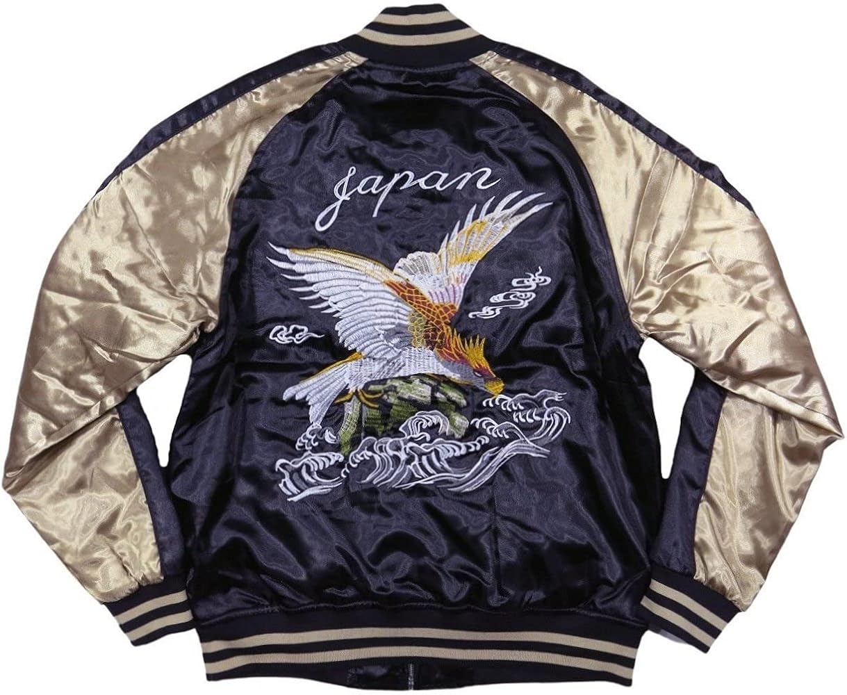 Amazon | [イッシンニョキョウ] 鷹 荒波 総刺繍 サテン地 中綿入り 和