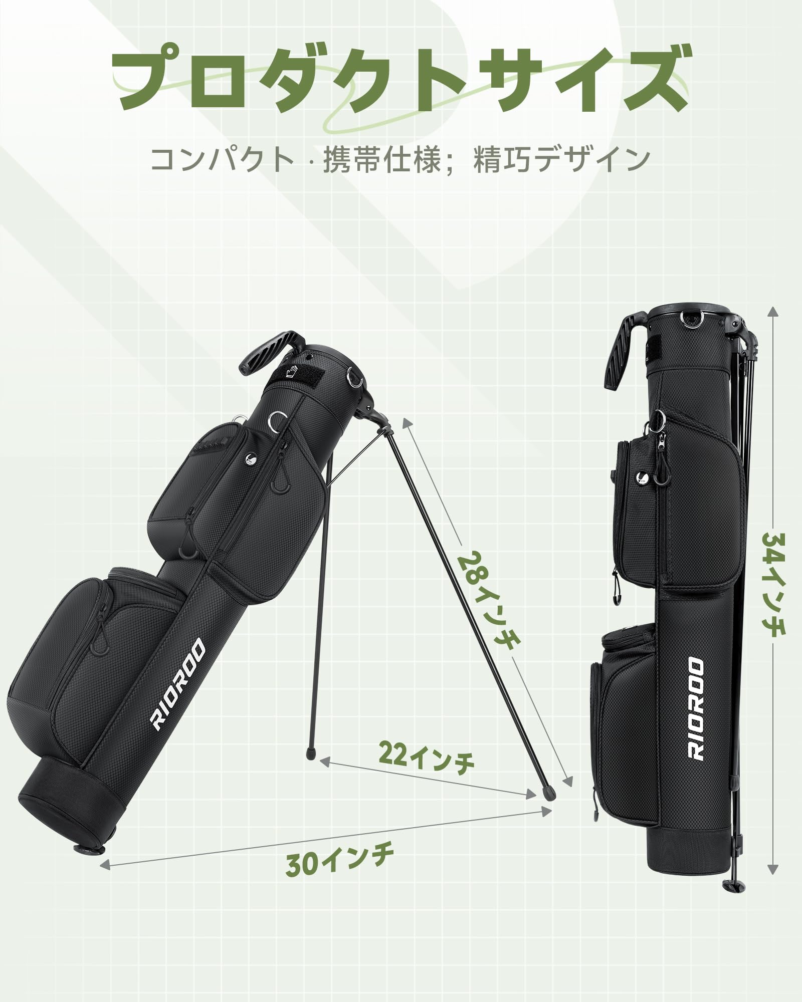 Amazon | RIOROO 3分割 ゴルフ スタンドバッグ セルフスタンド クラブ