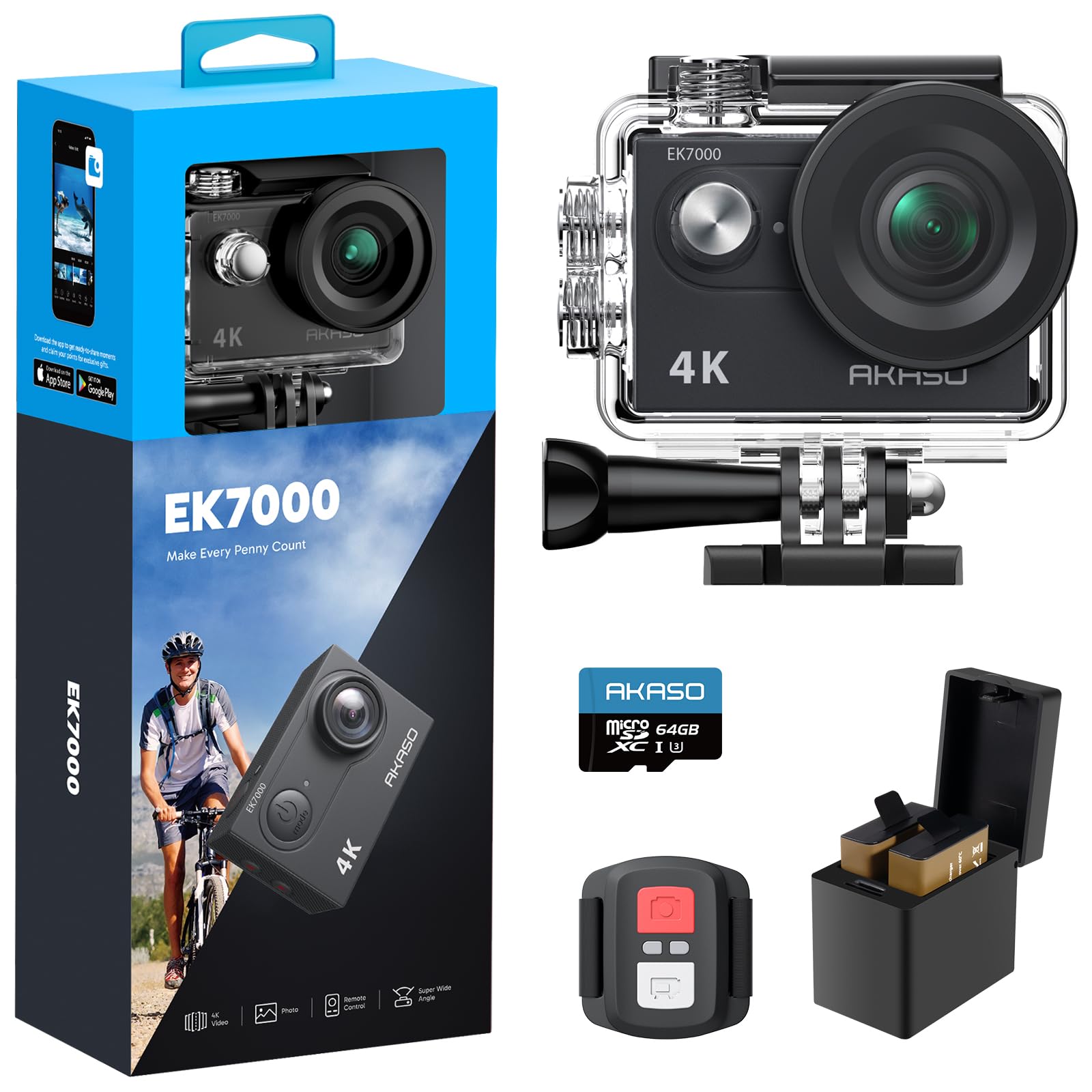 Amazon.com : AKASO EK7000 4K30fps Action Camera with 64GB