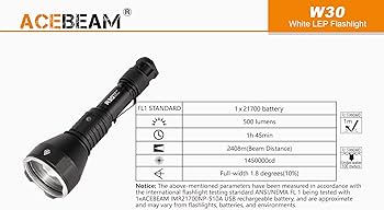 Amazon | Acebeam W30 Long Range LEP Flashlight - 500 Lumens, 2408m