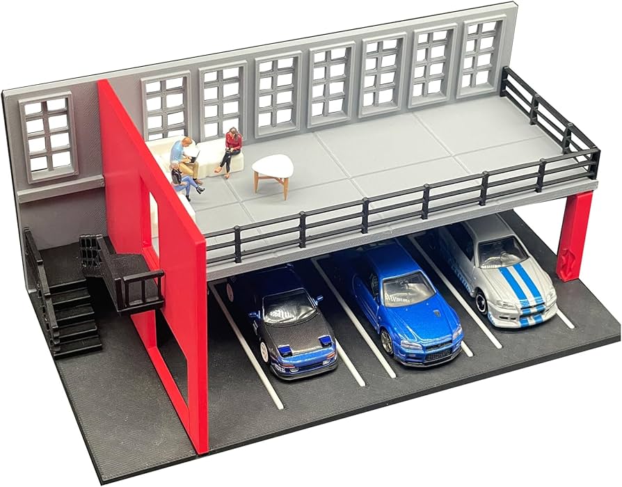 Amazon | 1/64 プラスチックガレージモデル2 階建て車ショールーム
