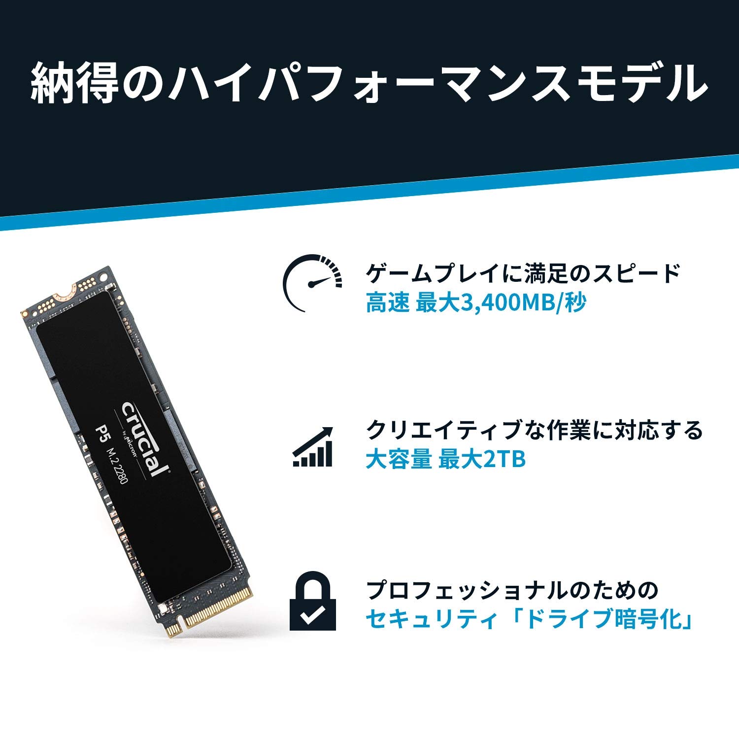 Amazon | Crucial SSD P5シリーズ 500GB M.2 NVMe接続 CT500P5SSD8JP