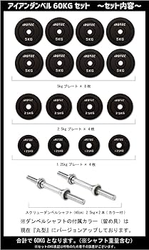 Amazon | 【IROTEC(アイロテック)】アイアン ダンベル60KGセット（片手