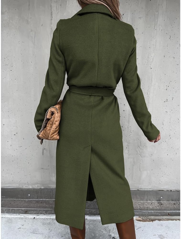 Amazon.com: Women's Maxi Wool Blend Wrap Coat with Belt Classic