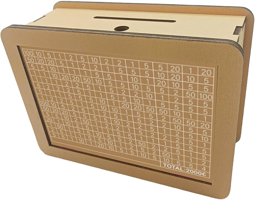 Amazon.co.jp: 木製貯金箱、お金節約ボックス、10000貯蓄チャレンジ