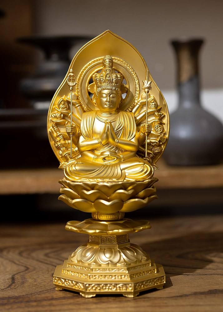 Amazon｜仏像 千手観音菩薩 15.5cm(金メッキ/24金） 仏師：牧田秀雲
