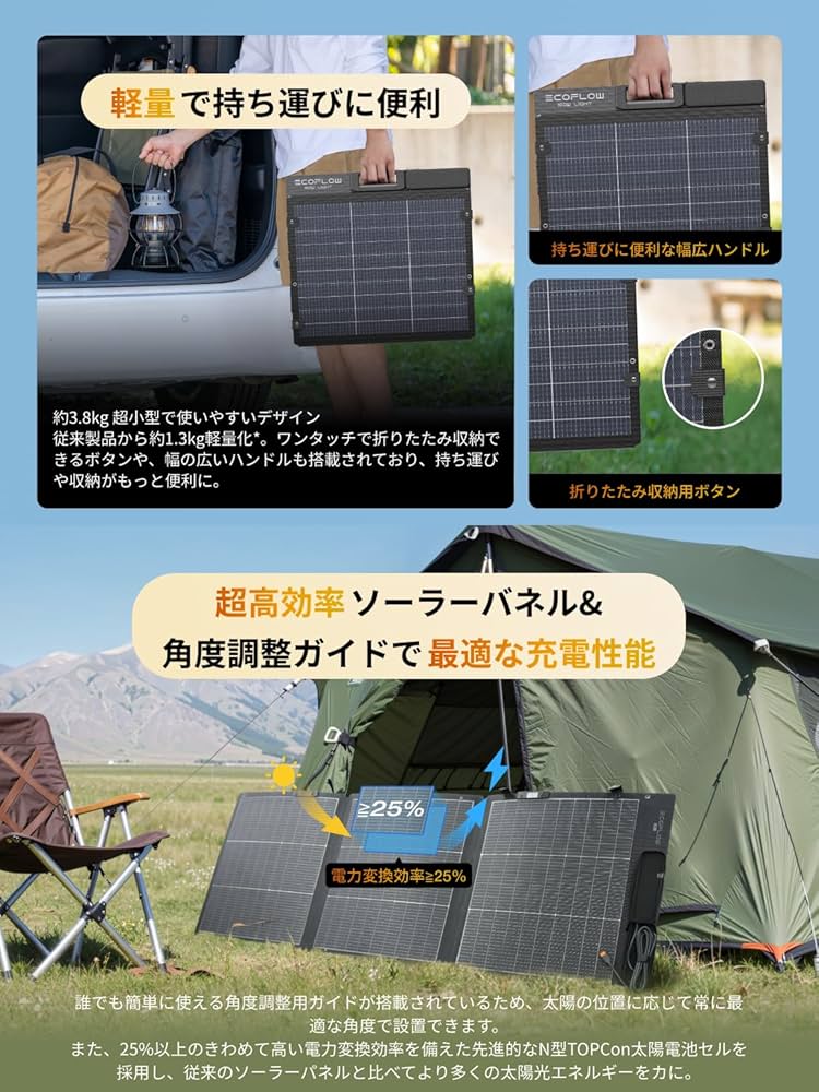 Amazon | EcoFlow 160W両面軽量 ソーラーパネル 【2025新型】ソーラー