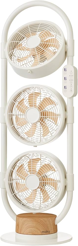 Amazon | moku. DC3連マルチファン (ベージュ（ホワイト）×木目