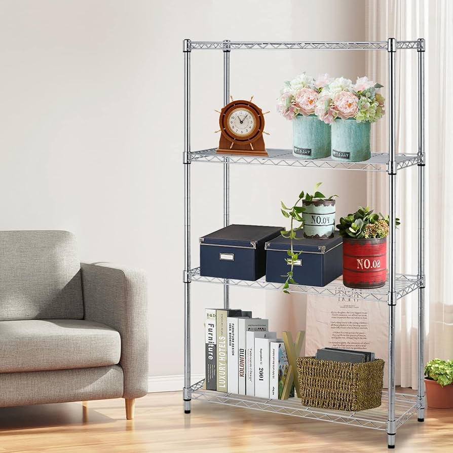 Amazon｜Simple Deluxe 4段スチールラック、幅90×奥行45×高さ155cm