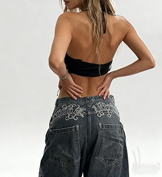 OATSBAS Unisex Y2K Hip-Hop Gothic Jeans Casual Baggy Oversize