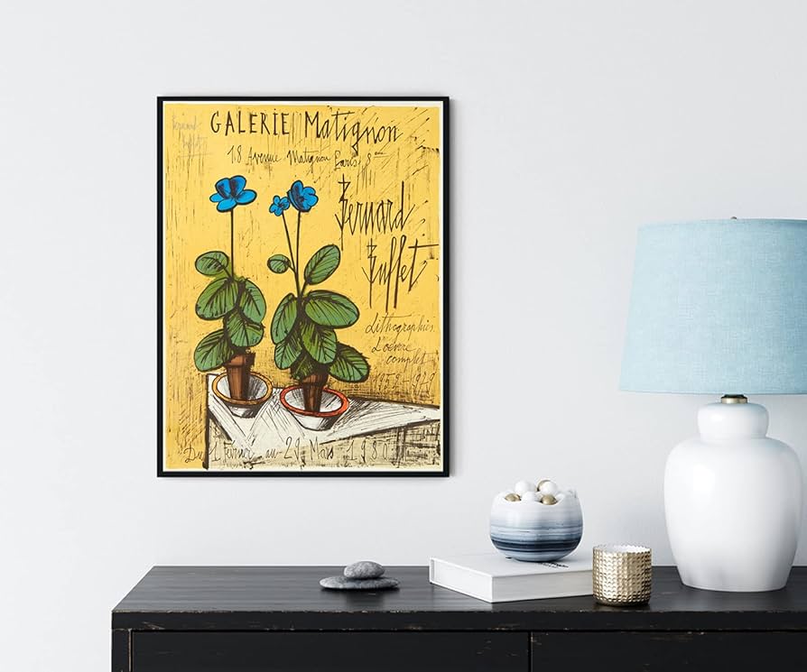 Amazon｜ベルナールビュッフェポスター《花と静物》キャンバス絵画