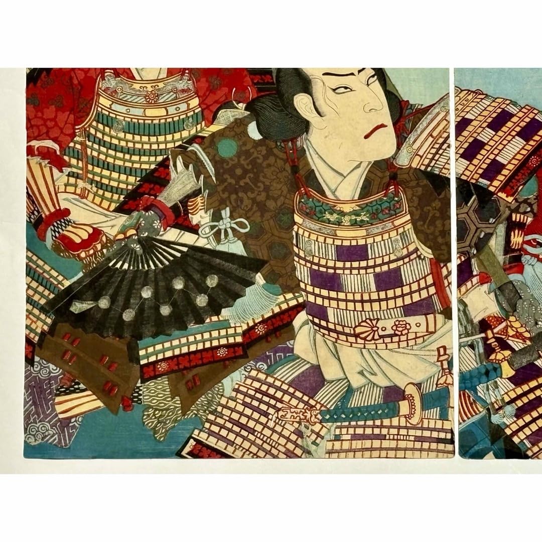 Amazon.co.jp: 豊原国周顕如上人と六字名号浮世絵 明16 3枚続|芝居絵