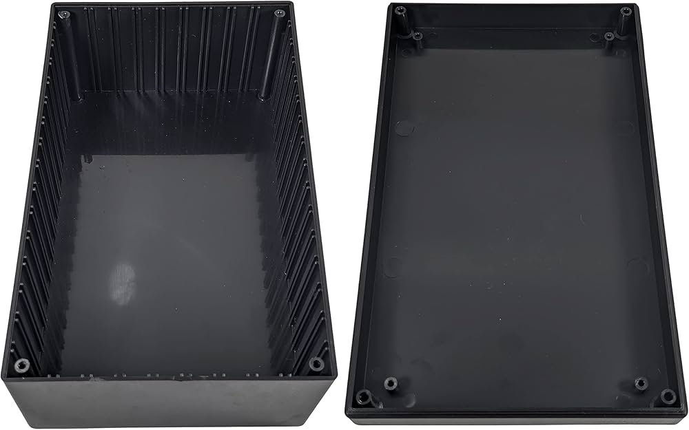 Black ABS Plastic Enclosure Project Box with Lid and Screws, 8.82