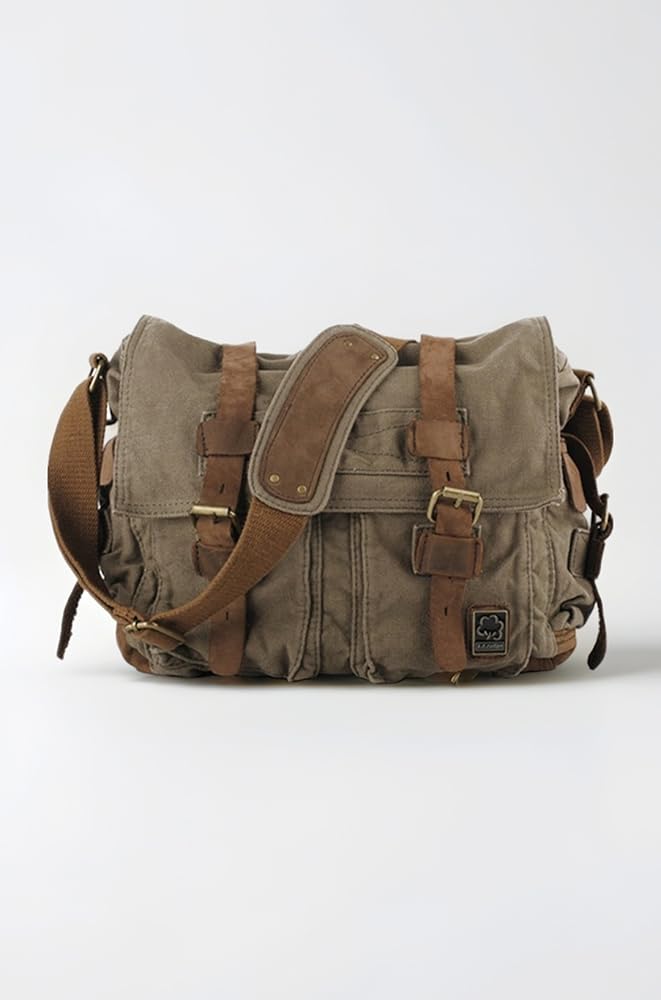 Buy Sechunk Vintage Military Leather Canvas Laptop Bag Messenger