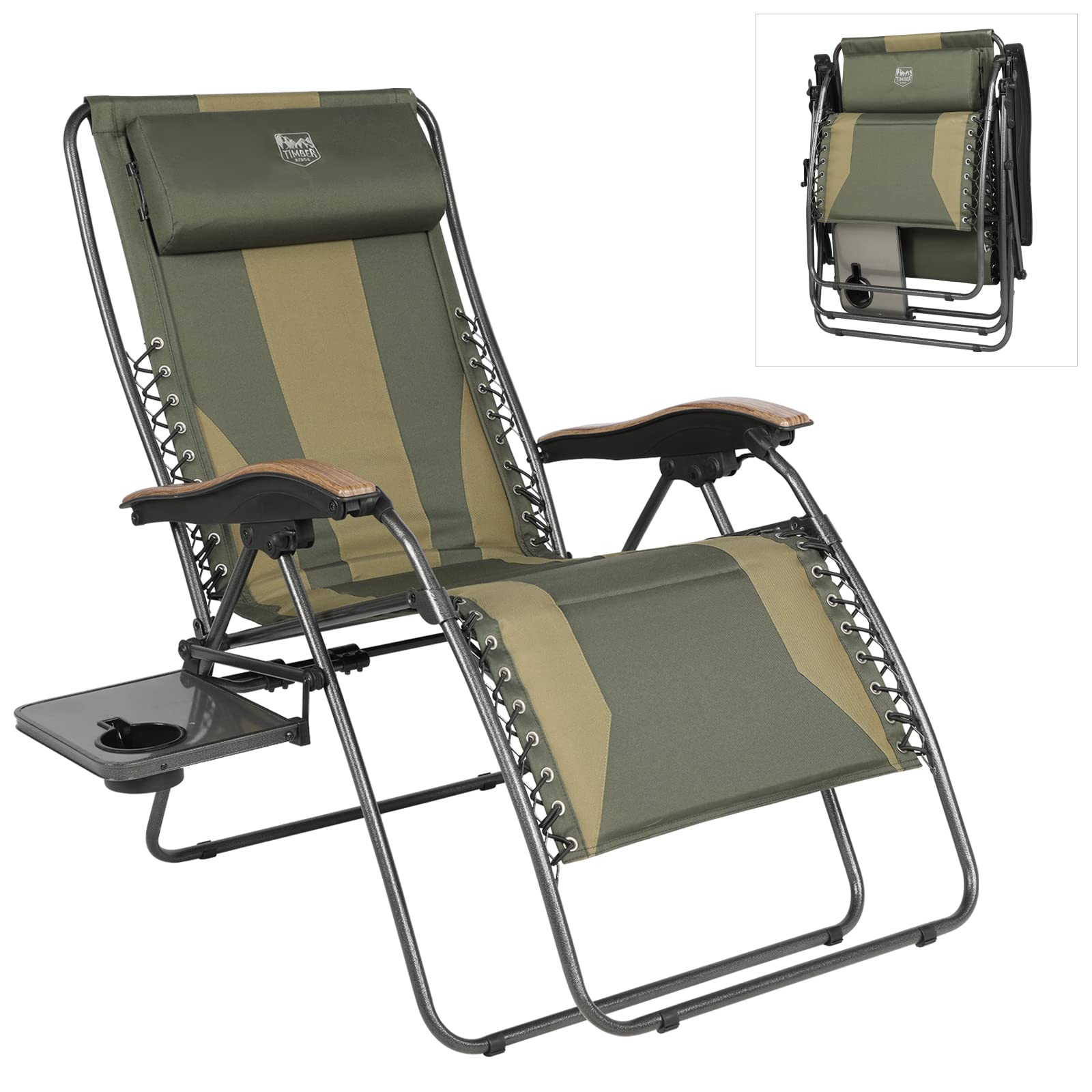 Amazon｜TIMBER RIDGE リクライニングチェア 折りたたみ 耐荷重160kg
