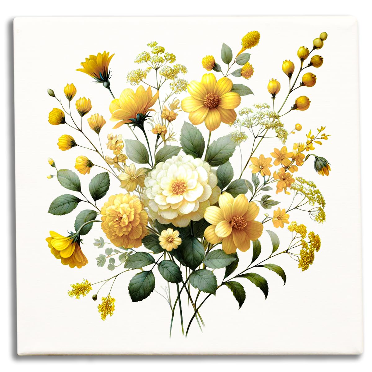 Amazon.co.jp: 風水アート イエローブーケ 絵画 水彩画風 黄色い花の絵