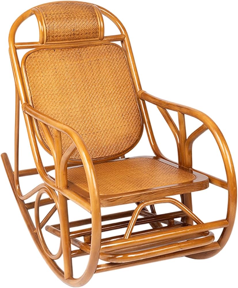 Amazon｜天然籐ロッキングチェアフットレスト付き、籐天然高級アーム