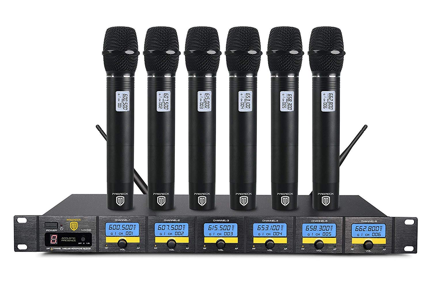 Amazon.com: PRORECK MX66 6-Channel UHF Wireless Microphone System