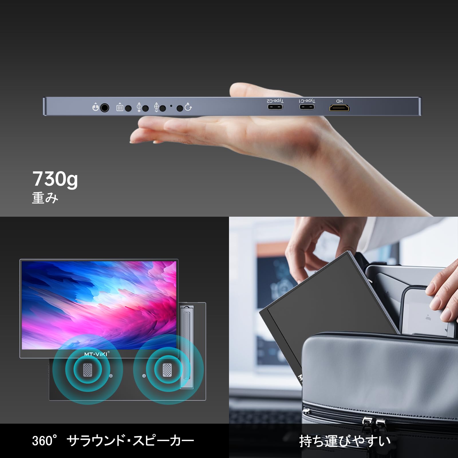 Amazon.co.jp: MT-VIKI 15.6インチ ポータブルモニター 1920x1080 FHD