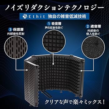 Amazon | Ethit リフレクションフィルター マイク シールド 録音 防音