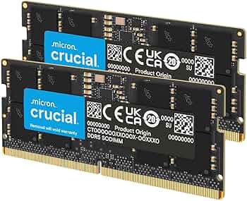 Crucial 32GB DDR5 RAM Kit (2x16GB), 4800MHz CL40 Laptop Memory