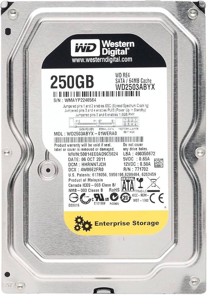 Amazon.com: 250GB 7200RPM 64MB Cache SATA 3Gb/s- RE4 - WD2503ABYX