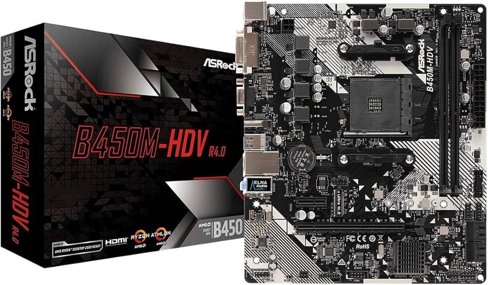 Amazon | ASRock マザーボード B450 M-HDV R4.0 AMD Ryzen AM4 対応
