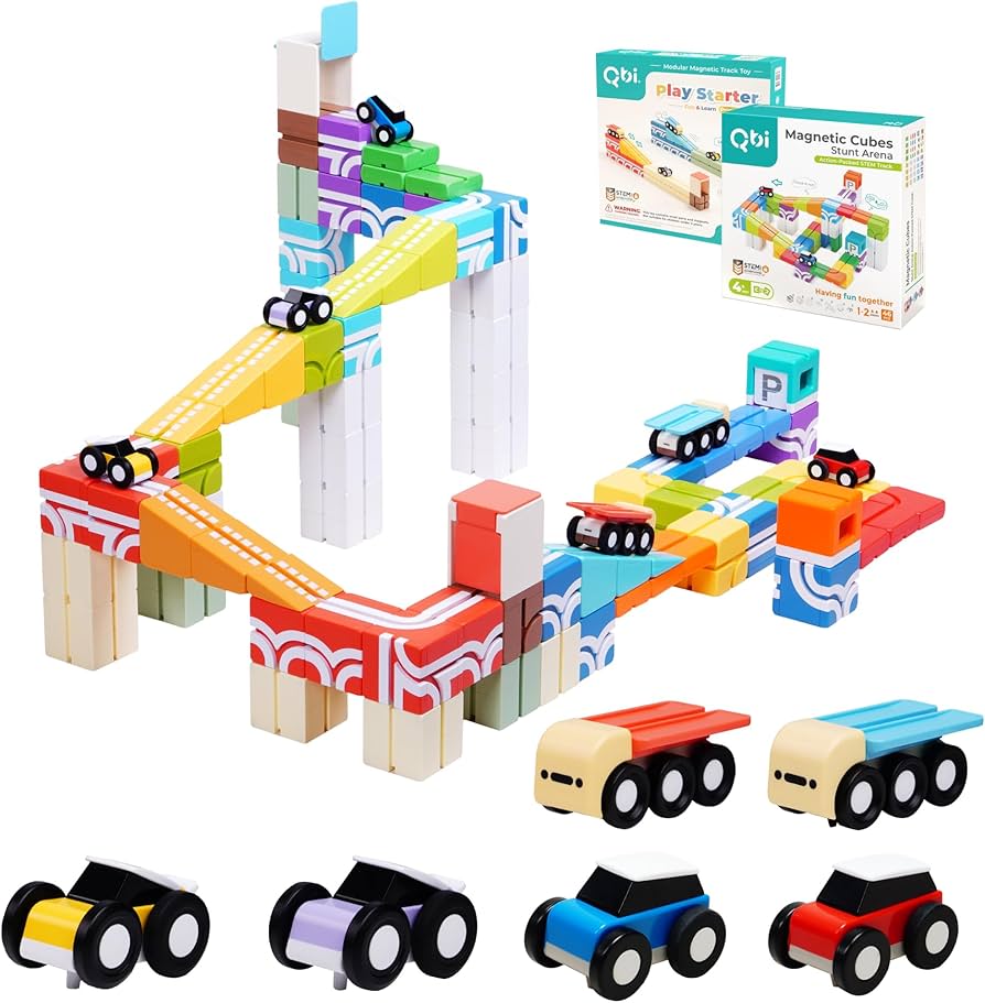 Amazon.com: QBI STEM All-in-1 Toy Set with 6 Cars & 3D Tracks