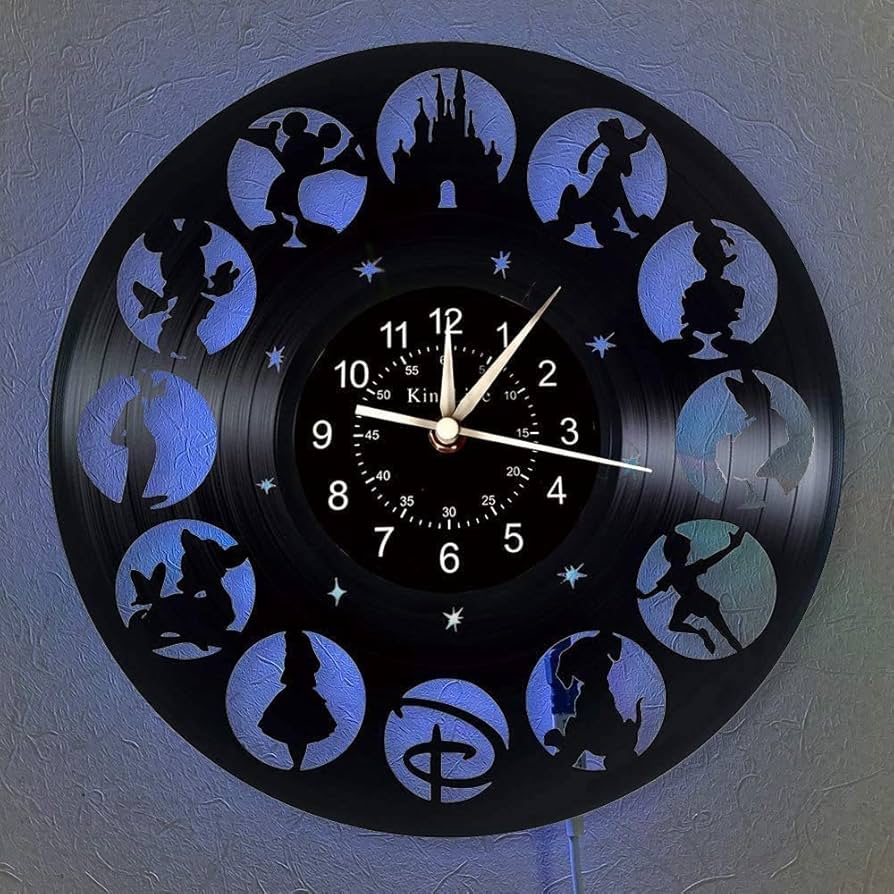 Amazon.co.jp: 時計静かビニールレコードの壁掛け時計、ランプ付ナイト