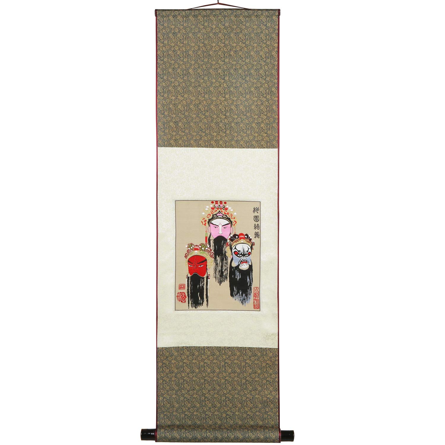 Amazon.co.jp: 三国志 天然シルク刺繍 掛け軸 桃園の誓い 劉備 関羽