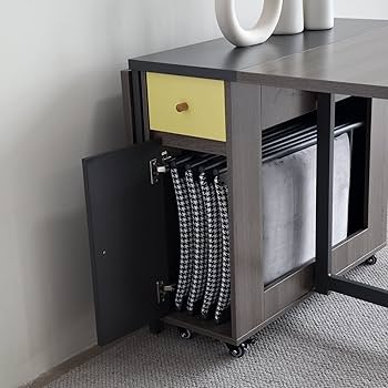 Amazon｜FUNROLUX 折りたたみダイニングテーブル - 物置棚と2つの